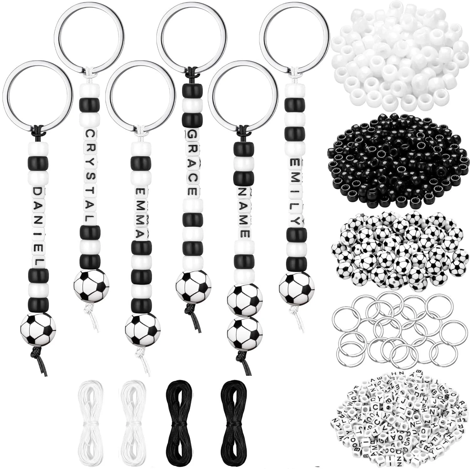 556Pcs Multi Color Polymer Clay Beads And Letter Beads DIY Bead Keychain Kit Key Chain Making Craft Adjustable