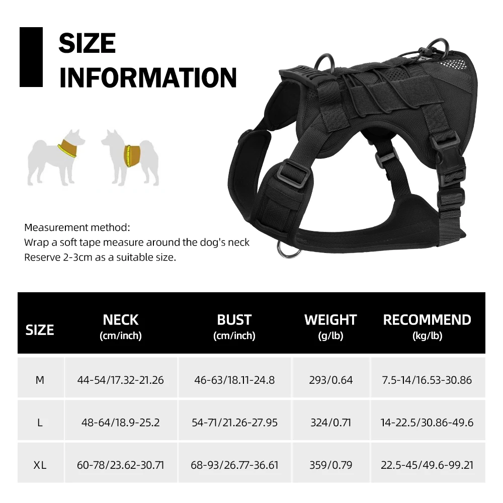 F5535 Breathable Vest-Style Tactical Dog Harness & Leash, No-Pull Design