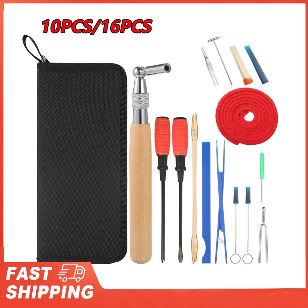 

Tuning Wrench Long Handle Tuning Wrench Rubber Mutes Temperament Felt Strip Fork 10/16PCS Piano Tuning Kit Professional Tuning