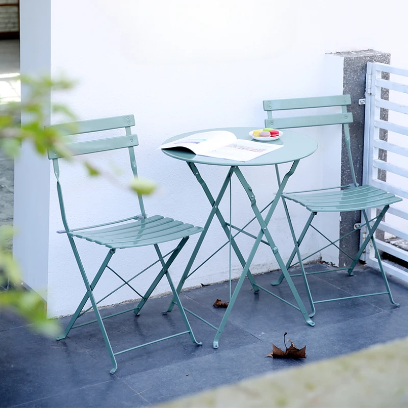 Balcony Patio Leisure Desk And Chairs Foldable Shelves Scandinavian Style Iron Table Daily Practical Furniture Minimalist