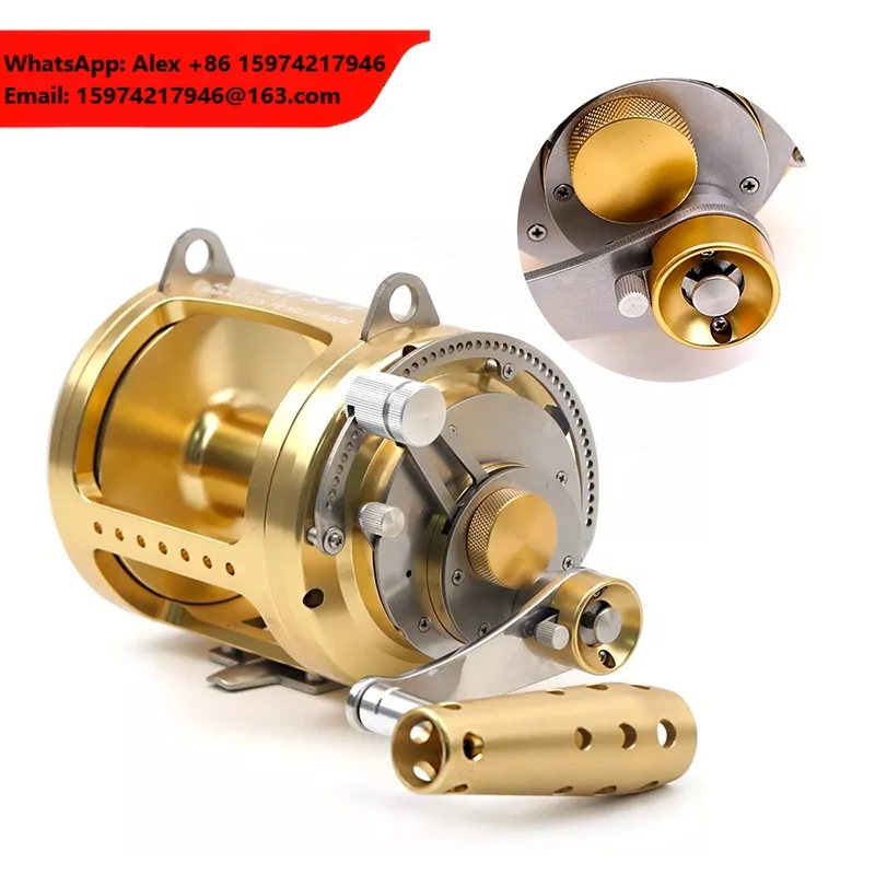 High Quality 2 Speed Heavy Duty 30w 50w 80w Full Metal Shark Tuna Fishing Reels Ocean Boat Saltwater Big Game Trolling Reel