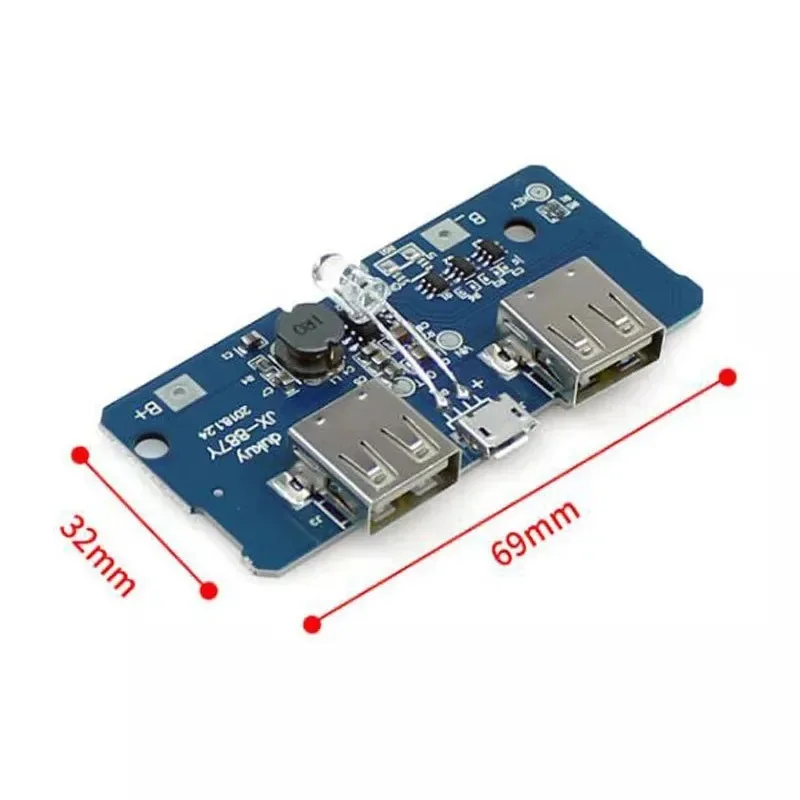 Placa de Circuito de Alimentação Móvel, DIY Charging Bank Booster Module, 18650 Bateria 3.7V a 5V 2A