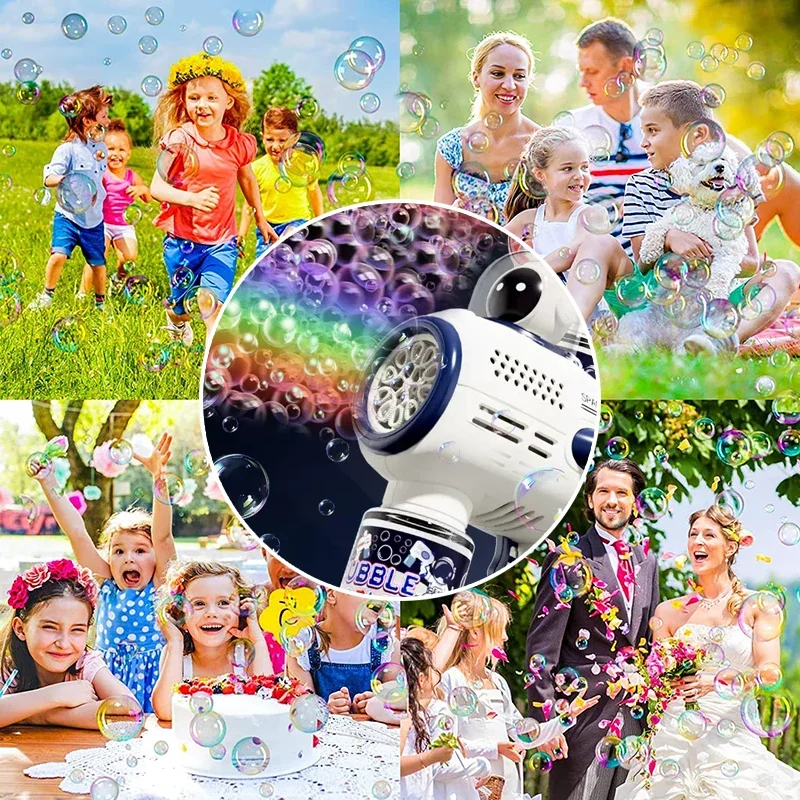 Bubble Gun Rocket Soap Spaceman Bubbles Machine Christmas Gift Gun Shape Automatic Blower With Light Pomperos Toys For Kids Fine