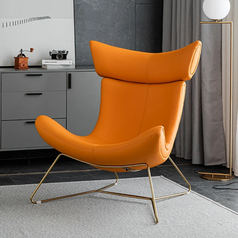 Single person sofa chair designer home leisure living room luxury high back orange lounge chair lazy rocking chair snail chair.