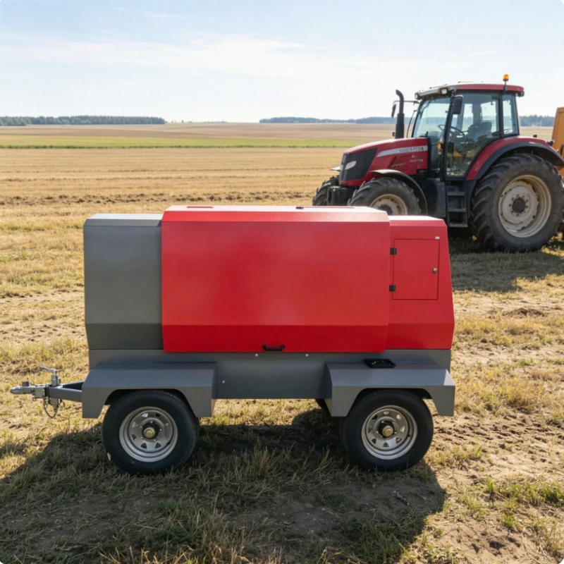 Portable Air Compressor Industrial High Pressure Diesel Screw Air Compressor Towable Mobile For Infrastructure Work