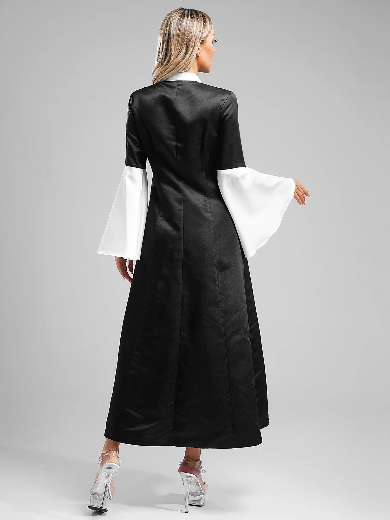 Women Liturgical Preacher Clergy Robe Church Choir Robe Button Loose Maxi Dress Priest Pulpit Robes Cosplay Gown Priestess Dress
