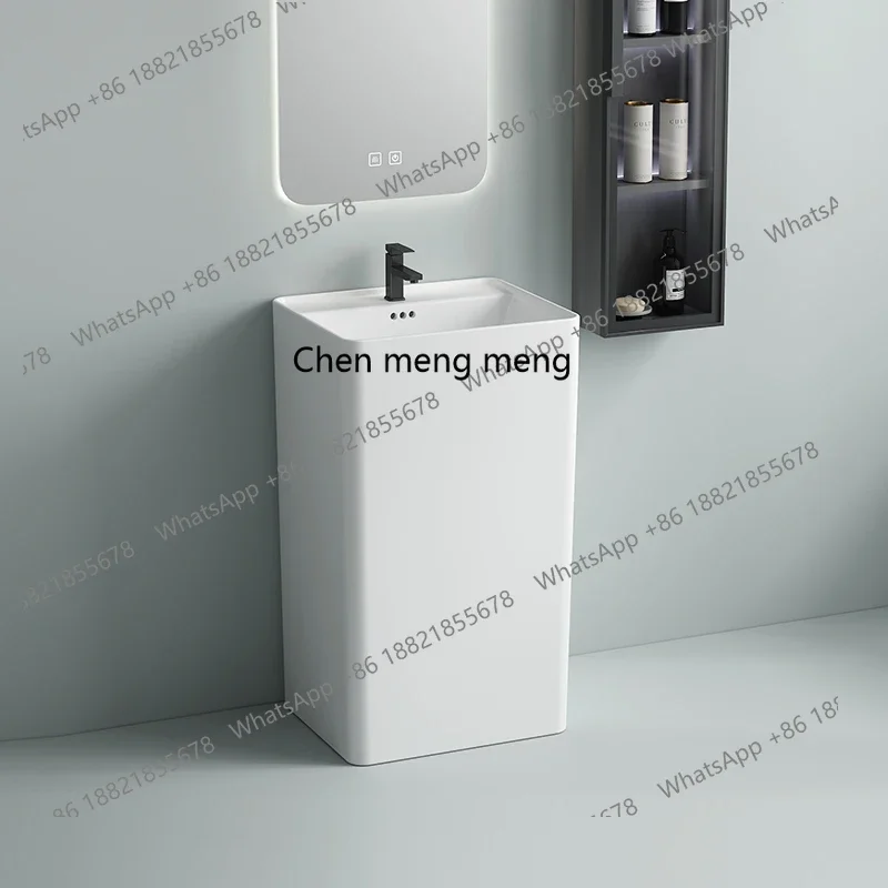 

X Ceramic column basin integrated floor type, wash basin balcony column type laundry basin with rubbing board