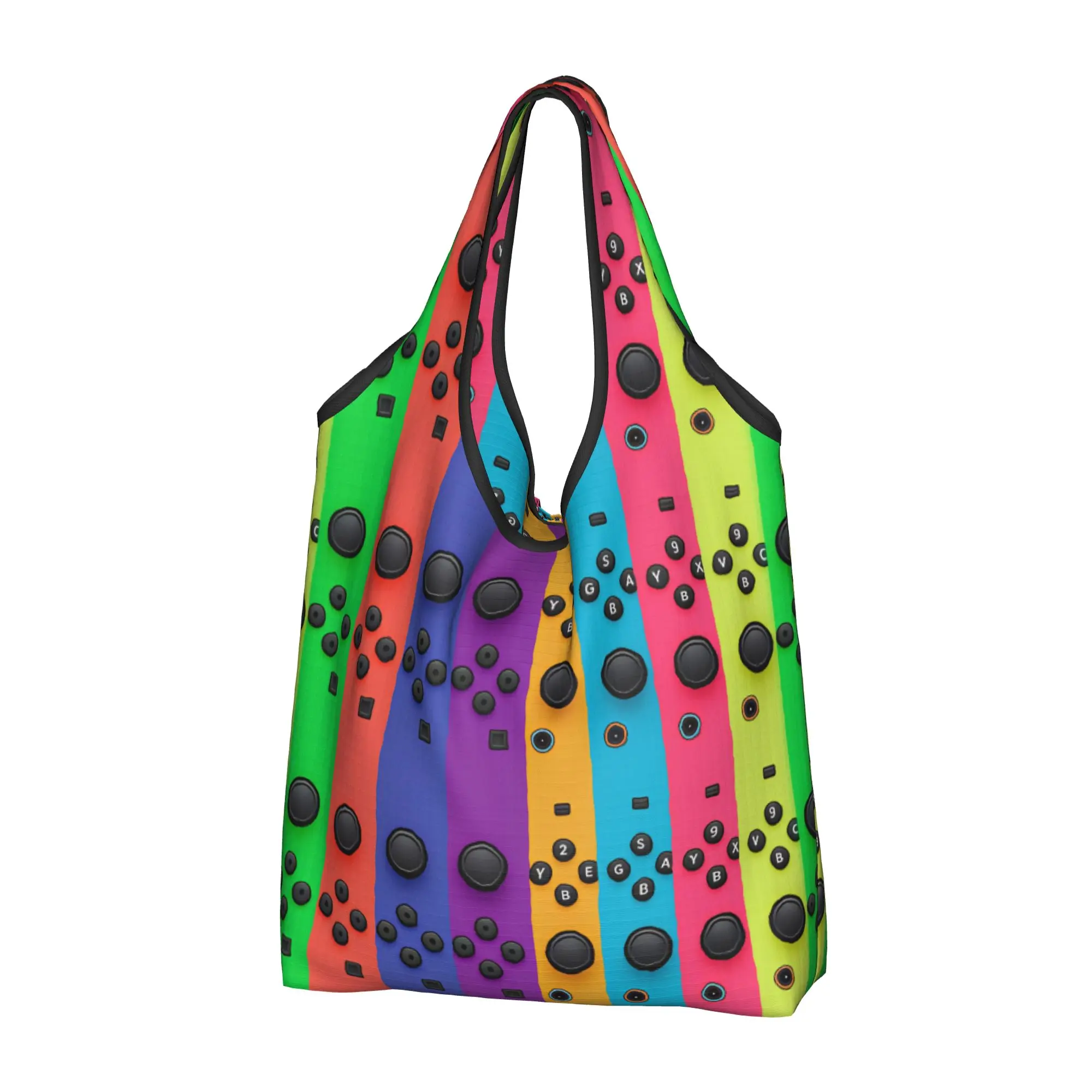 Custom GamePad Games Console Cartoon  Shopping Bag Women Portable Big Capacity Groceries  Shopper Tote Bags