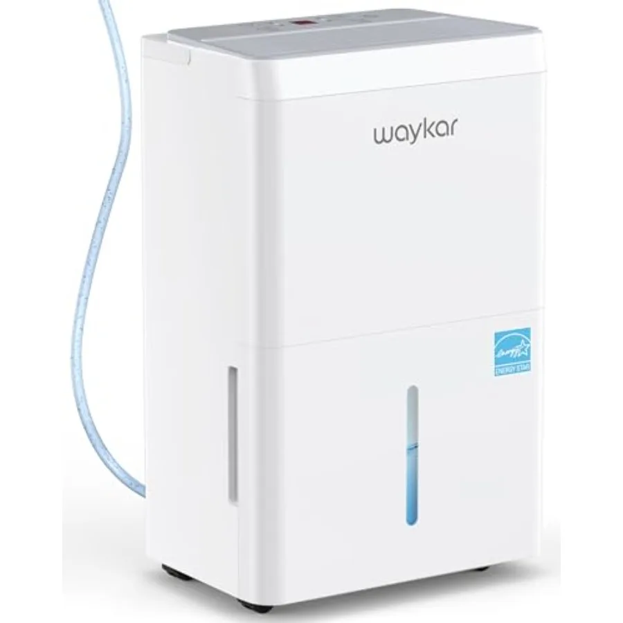 

Осушитель воздуха Energy Star 2025 на 150 пинт с насосом для больших помещений до 645 кв.м. Белый бак для воды с дренажным шлангом и функцией автоматической разморозки