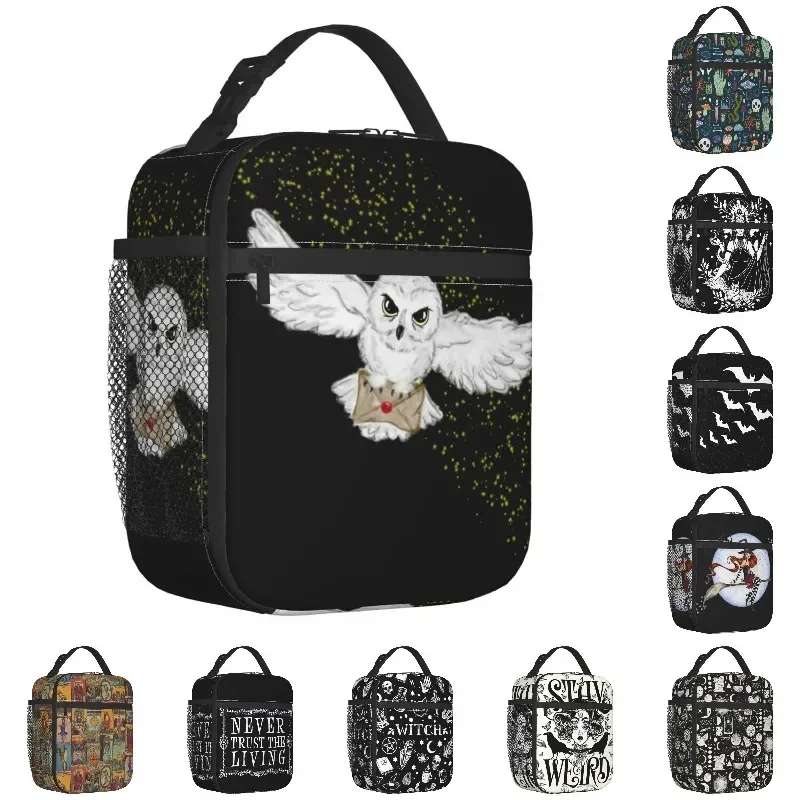 Owl Flight Tote Bag Insulated Lunch Bag for Work School Witch Magic Waterproof Thermal Cooler Lunch Box Women Children