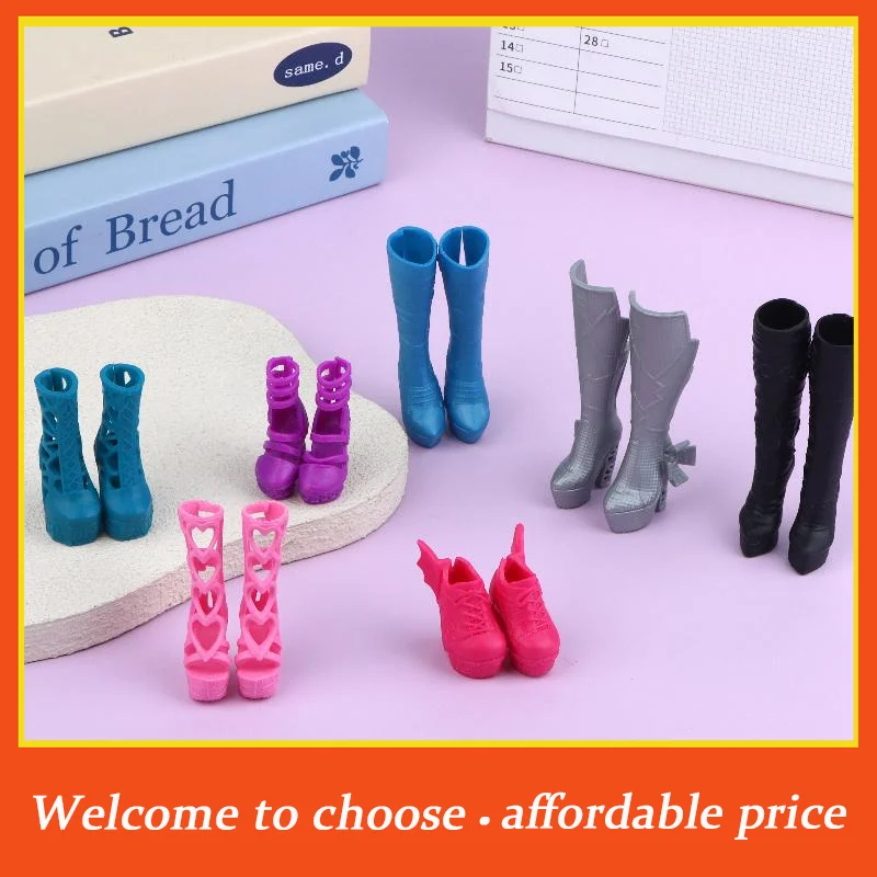 []1Pair Mini Doll High Heels Boots Sandals Fashion 1/6 Dolls Dress Up Accessories For Female Dolls Decorations Pretend Play Toys