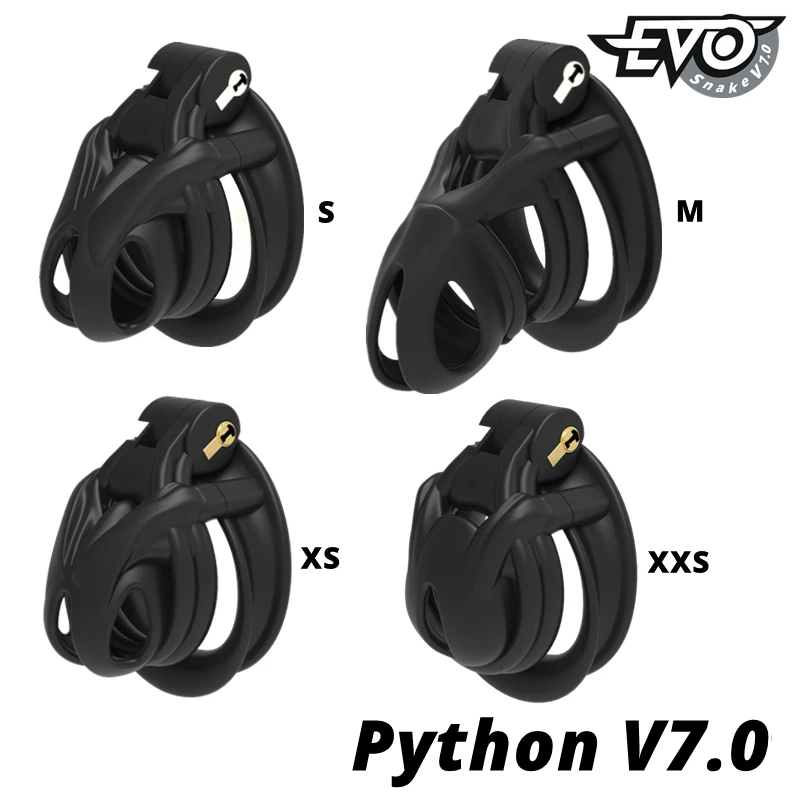 18+ Slave Python V7.0 EVO 3D Printed Cobra Cock Cage Mamba Male Chastity Device Double-Arc Cuff Penis Ring Adult Sex Toys