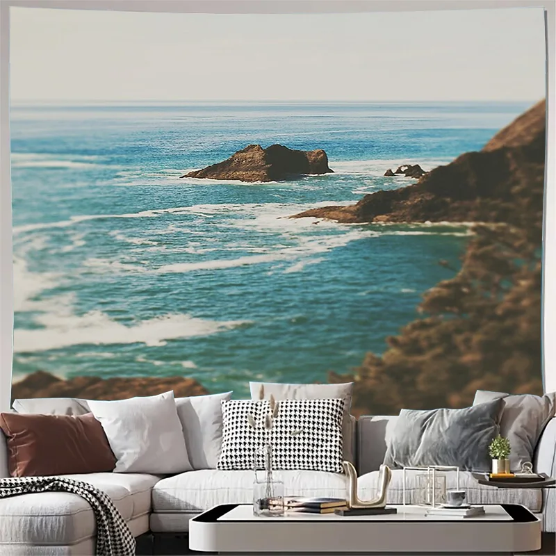 Ocean Wave Tapestry Beach Wall Hanging Coastal Home Decor Aesthetic Room Decor Nature Landscape Wall Art Dorm Room Decoration