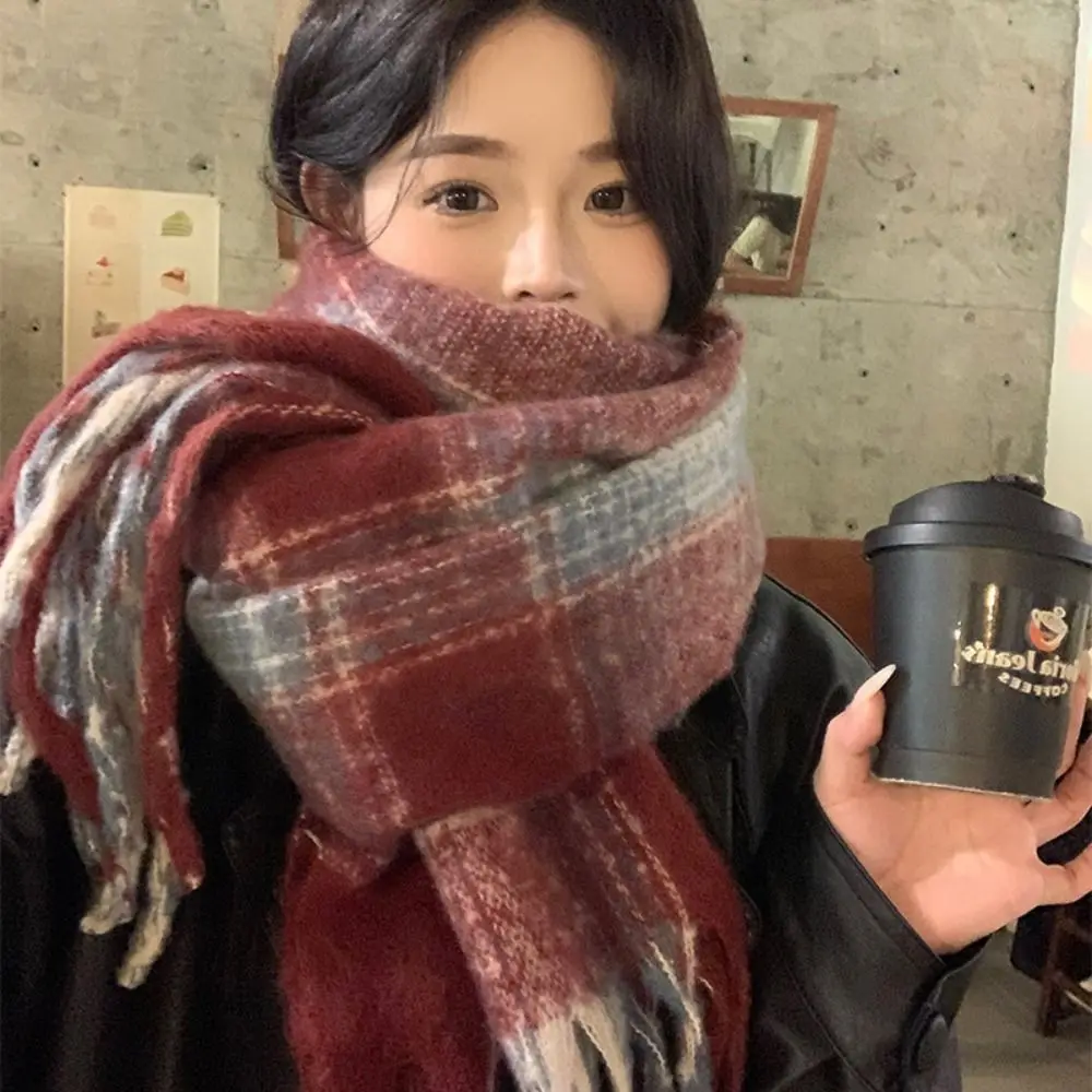 بسيط الموهير منقوشة وشاح من الصوف أفخم رشاقته الشتاء أوشحة كشميرية دافئة الكورية نمط طويل شال النساء/الرجال
