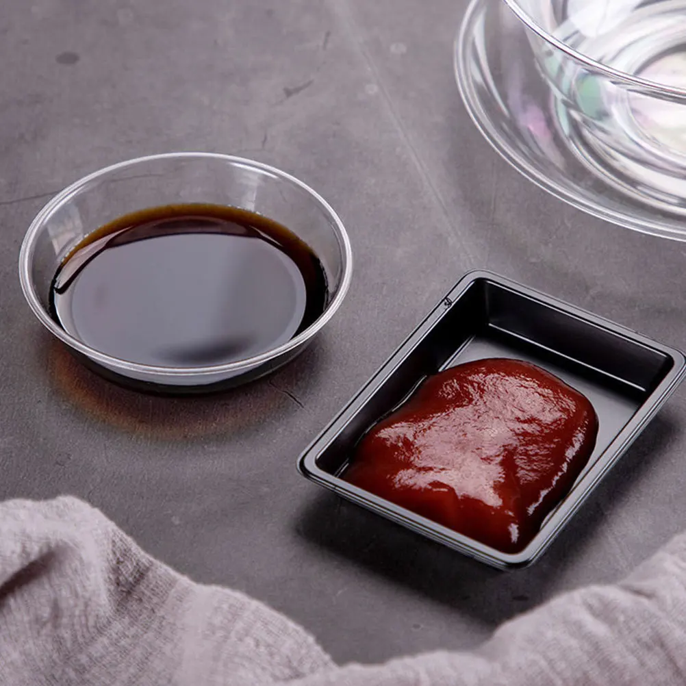 

100pcs Disposable Plastic Sauce Dishes Sushi Flavor Seasoning Trays Mustard Dipping Bowls Home Restaurant Serving Plates Kitchen