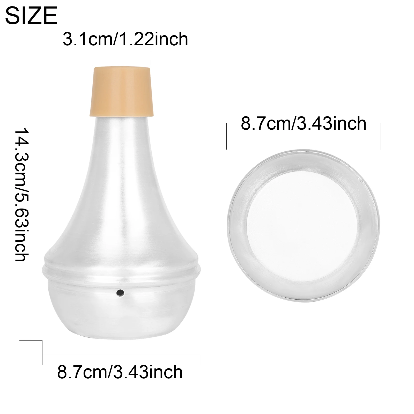 IRIN ND292 Aluminum Alloy Straight Mute for Trumpet – Silver Practice Mute with Rubber Seal, Quiet Sound Reduction For Beginners