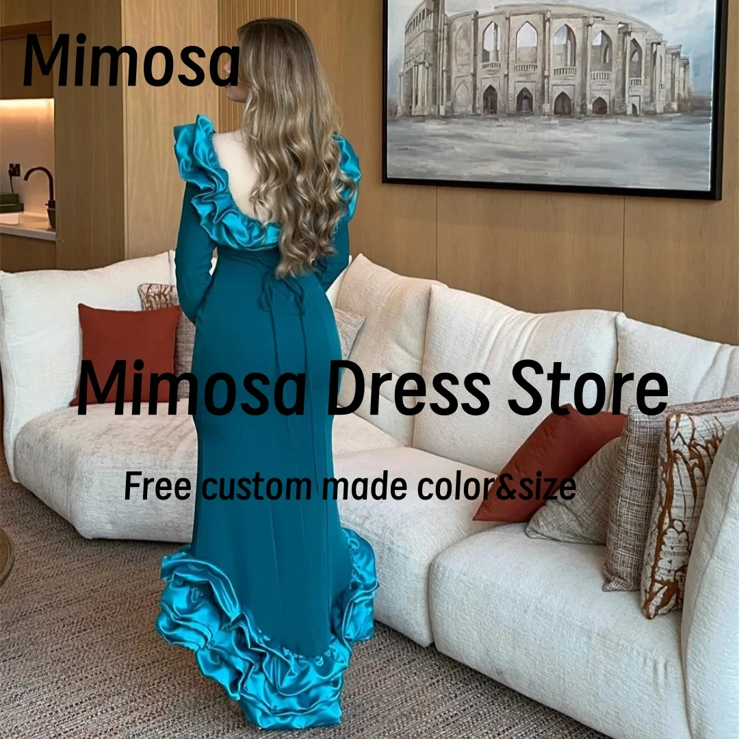 Mimosa Bespoke Tiered High Low Prom Dresses Long Sleeves Evening Gowns Long Sleeves Special Occasion Party Dress Customized