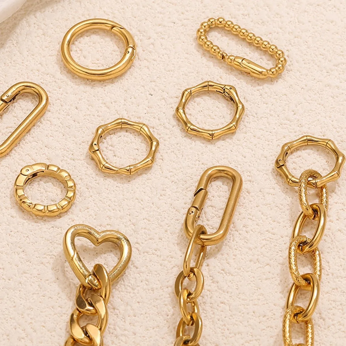 2pcs Stainless Steel Clasps Gold Geometry Heart Round Ring Lobster Clasp Hook Connectors DIY Jewelry Making Supplies Accessories image 2