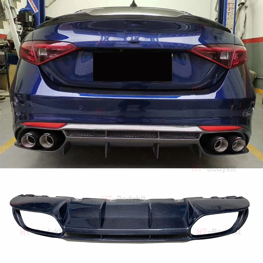 

Carbon Fiber Car Rear Bumper Lip Diffuser Spoiler For Alfa Romeo Giulia Standard 2017-2020 Upgrade Body kit QV style