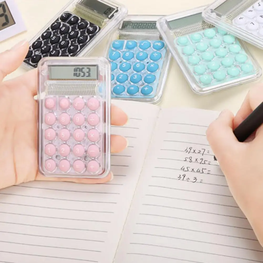 8-digit Handheld Study Calculator LCD Display Large Screen Silicone Buttons Battery Powered Student Calculator School Supplies