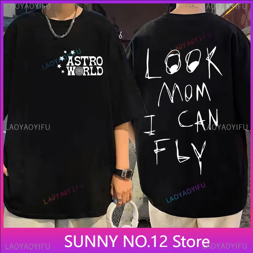 Rapper Cactus Jack LOOK MOM I CAN FLY Print T Shirt Men Women Hip Hop Fashion Short Sleeve Popular Summer Casual Top Tee