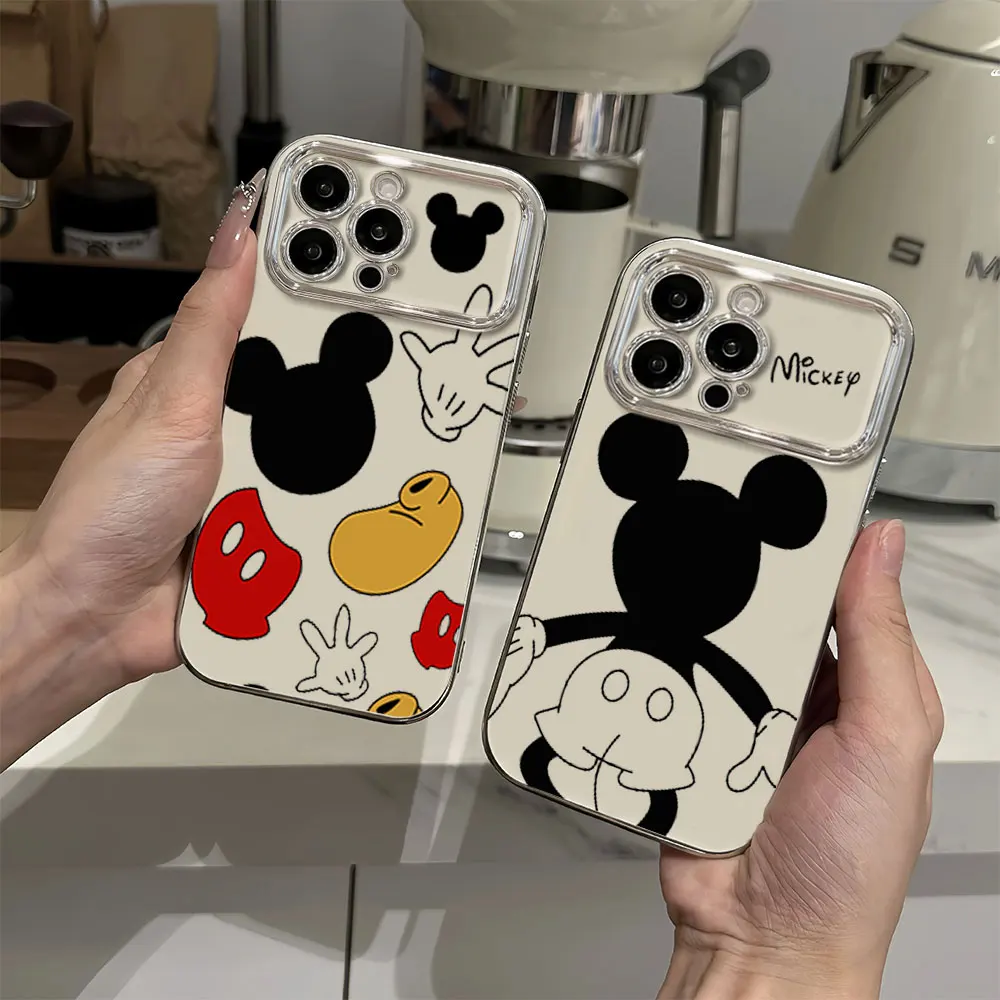 MINISO Cute M-Mickey Mouse Electric Ferry Large Window Phone Case For iPhone 12 11 13 14 15 16 Pro Max Plus Shell