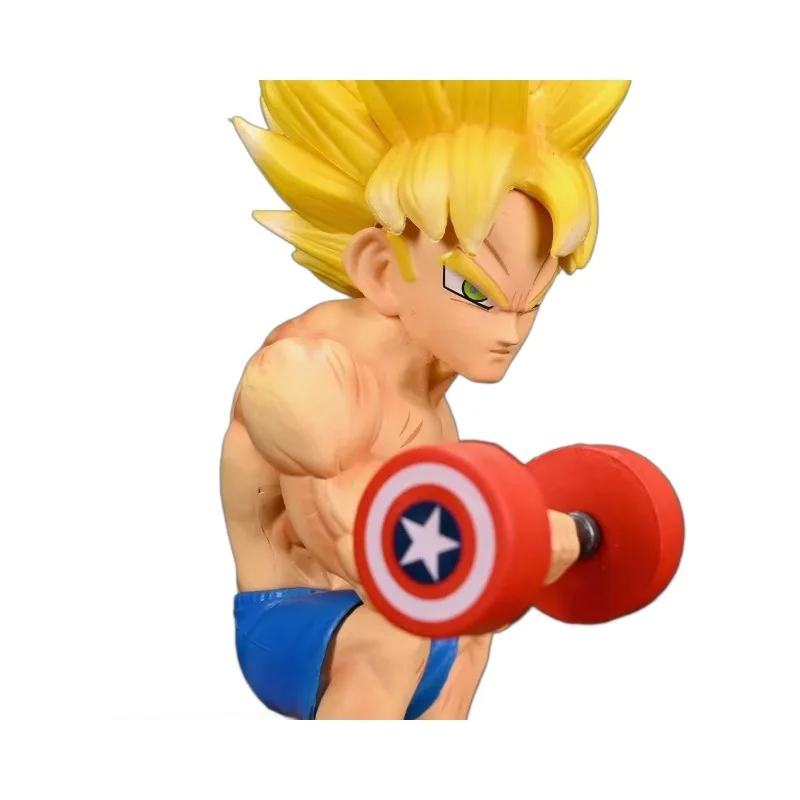 ドラゴンボール 悟空筋トレフィギュア ダンベル付き 超サイヤ人フィットネス像 アニメコレクタブルモデルギフト