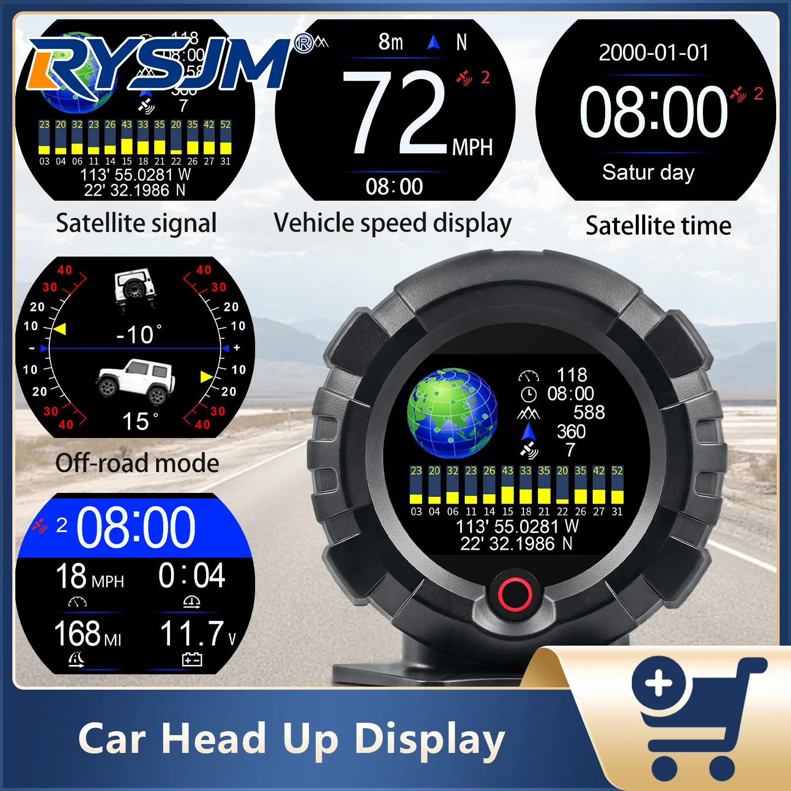 X95 Car Slope Meter Inclinometer Multi-funtional Head Up Display Off-road Car Speedometer Roll Pitch Angle Driving Distance
