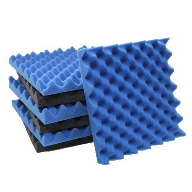 6 Pack Black + blue / Charcoal egg crate foam acoustic tiles soundproofing foam panels sound insulation soundproof foam paddi