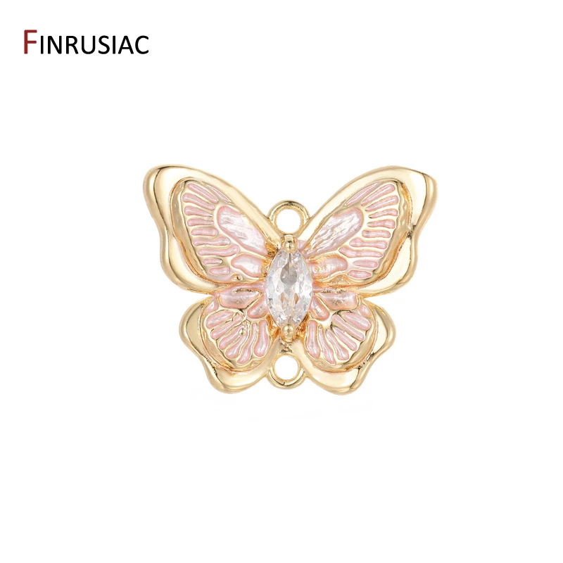14K Vergoldete Messing-Emaille-Schmetterlingsanhänger, Verbinder für Schmuck, Charms für Ohrringherstellung, Schmuckherstellungszubehör – Detail 15