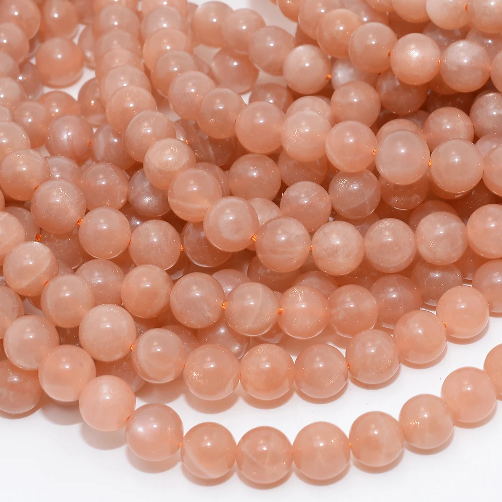 Natural Peach Moonstone Loose Round Beads 8mm