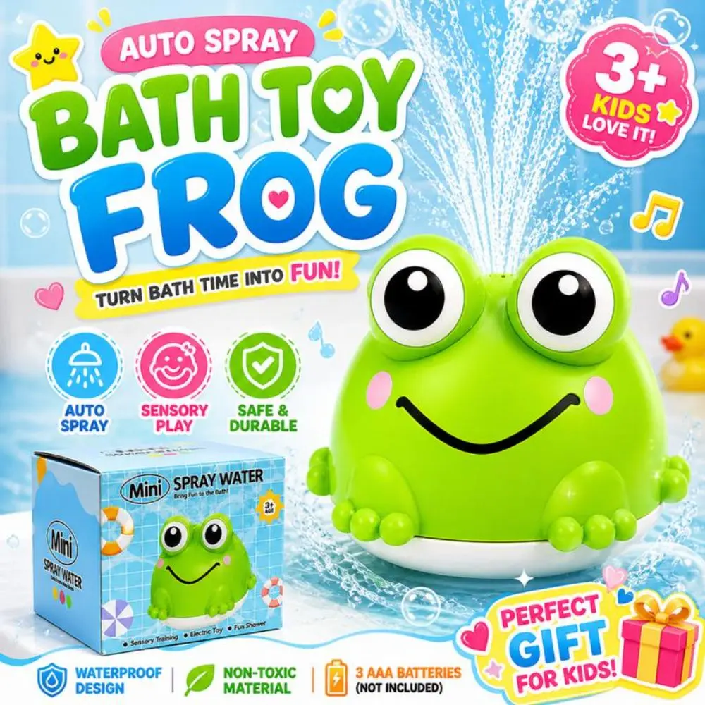 

New Plastic Frog Bath Toy Suction Cup Frog Shape Spray Water Toy Battery Operated Shower Toy Swimming Pool