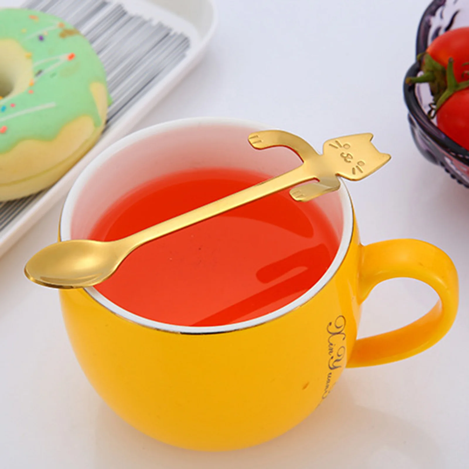 Cat Spoon Coffee Teaspoon Stainless Steel Hanging Cup Tea Spoon for Office Home and Coffee House