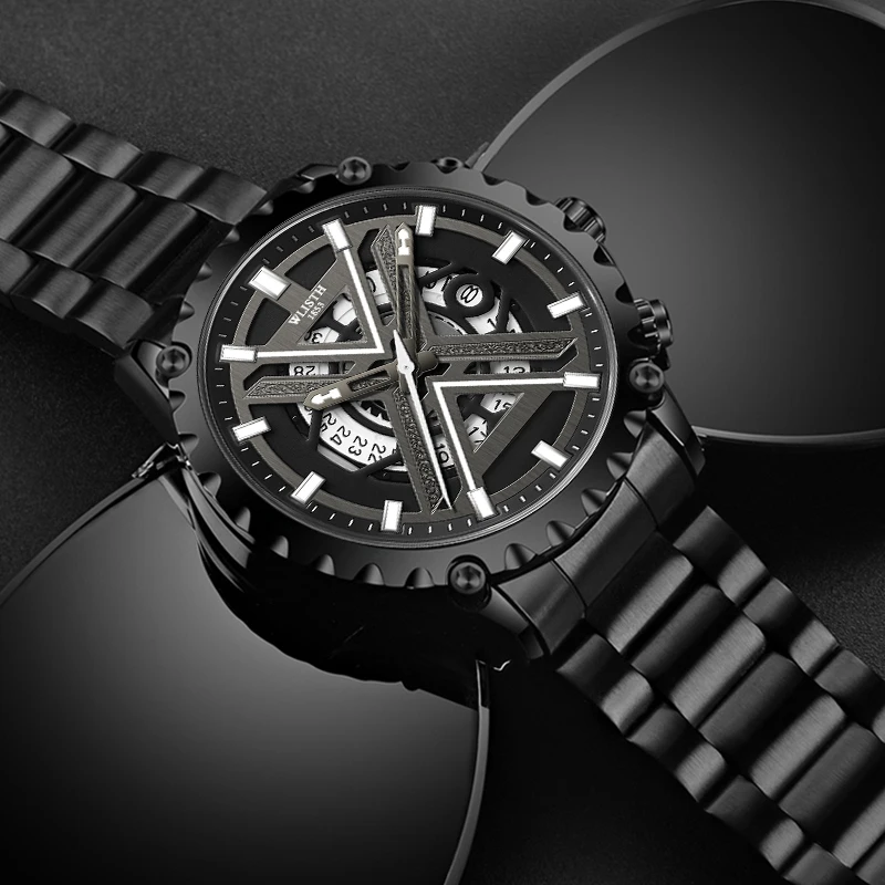 Reloj de cuarzo a la moda para hombre, marca superior de lujo, totalmente de acero, reloj deportivo resistente al agua para negocios, reloj Masculino + caja 2025 nuevo