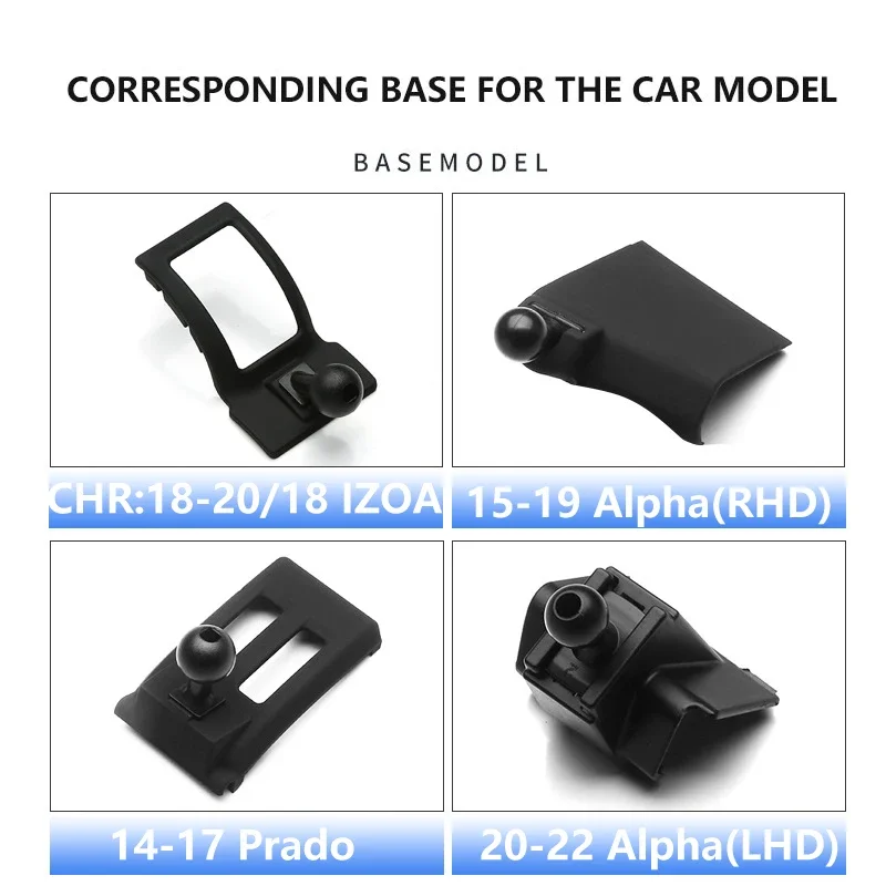 

For Toyota CHR Corolla RAV4 Camry Prado Car Mobile Phone Holder Dedicated Mounts Bracket Base Rotatable Support Accessories