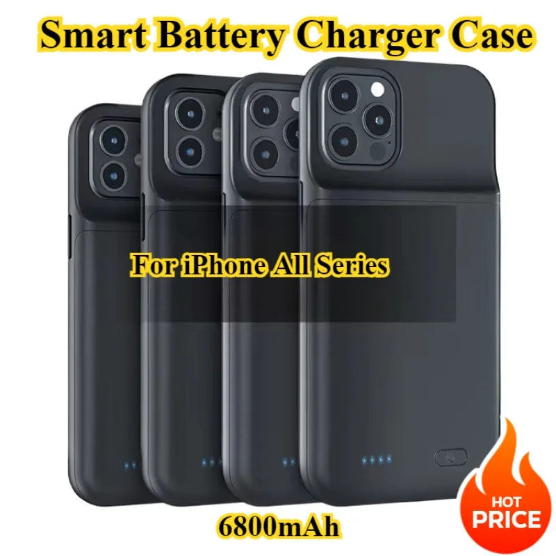 

Smart Battery Charger Case For iPhone 16 15 14 13 12 11 Pro Max Mini 6 6s 7 8 Plus SE XR XS Max Bateria Portatil Para Celular