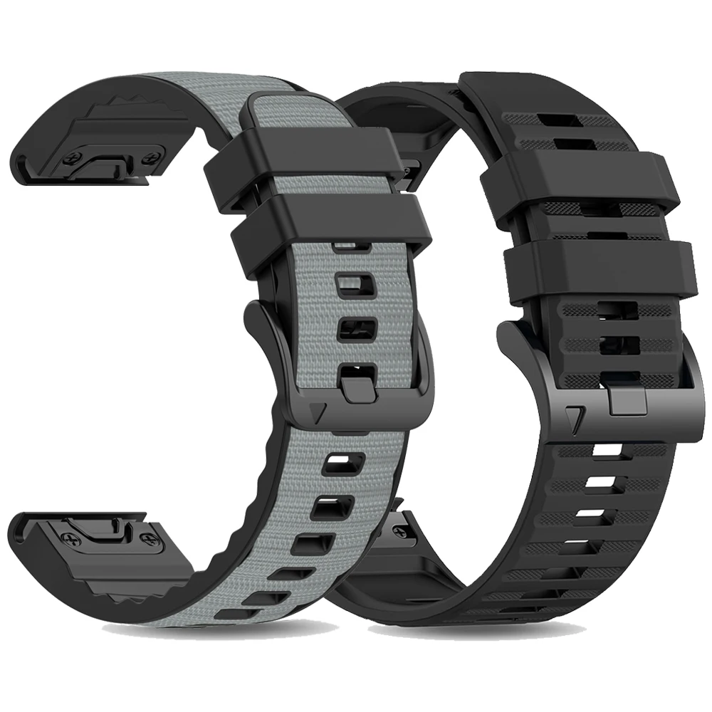 22 26 mm Nylon-Silikonarmband für Garmin Fenix 8 Pro 47 mm 51 mm E 6X 6 7X 7 5X 5/Quatix/Tactix/Enduro 3/Epix Pro QuickFit-Armband