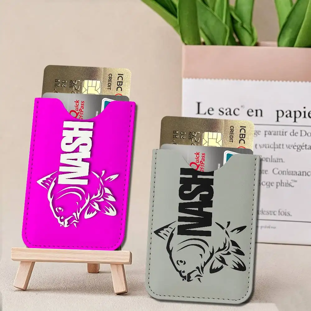 N-NashS Fishing Logo Pu Leather Credit Card Holder Slim Business Cardholder Anti Theft Id Organizer for Women Outdoor Carrying