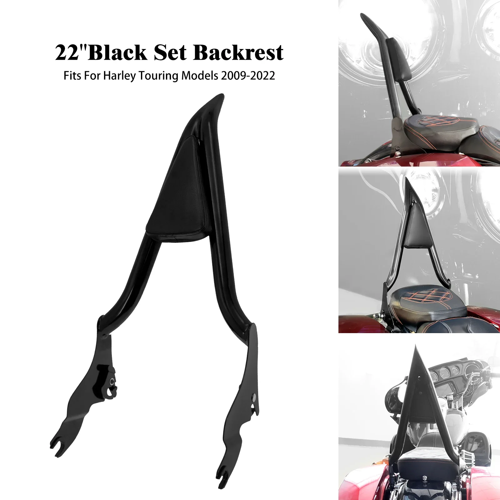 Motorcycle Back Rst Motorcycle 22'' Sissy Bar Passenger Backrest Rear Detachable Back Rest ...