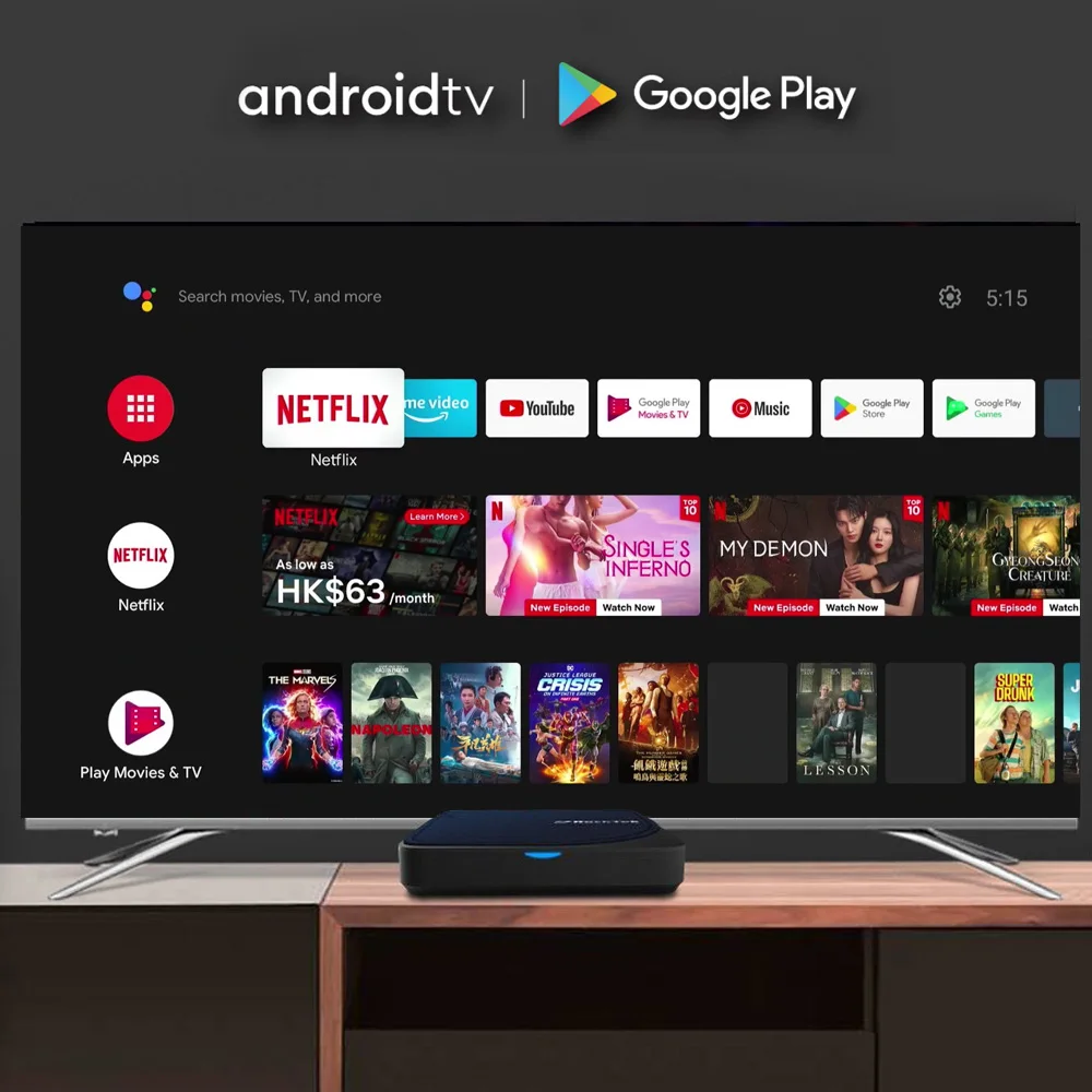 RockTek G2 4K TV Box Android 12 ATV Stream Netflix Google Certified Amlogic S905X4-K Media Player DTS Dolby Audio Vision ATMOS