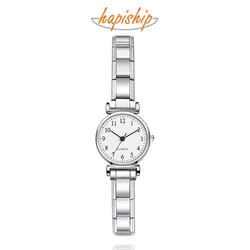 Hapiship 2024 New Fashion Women's Stainless Steel White Black Watch Bracelet For Party Friend Wife Birthday Jewelry Gift G022