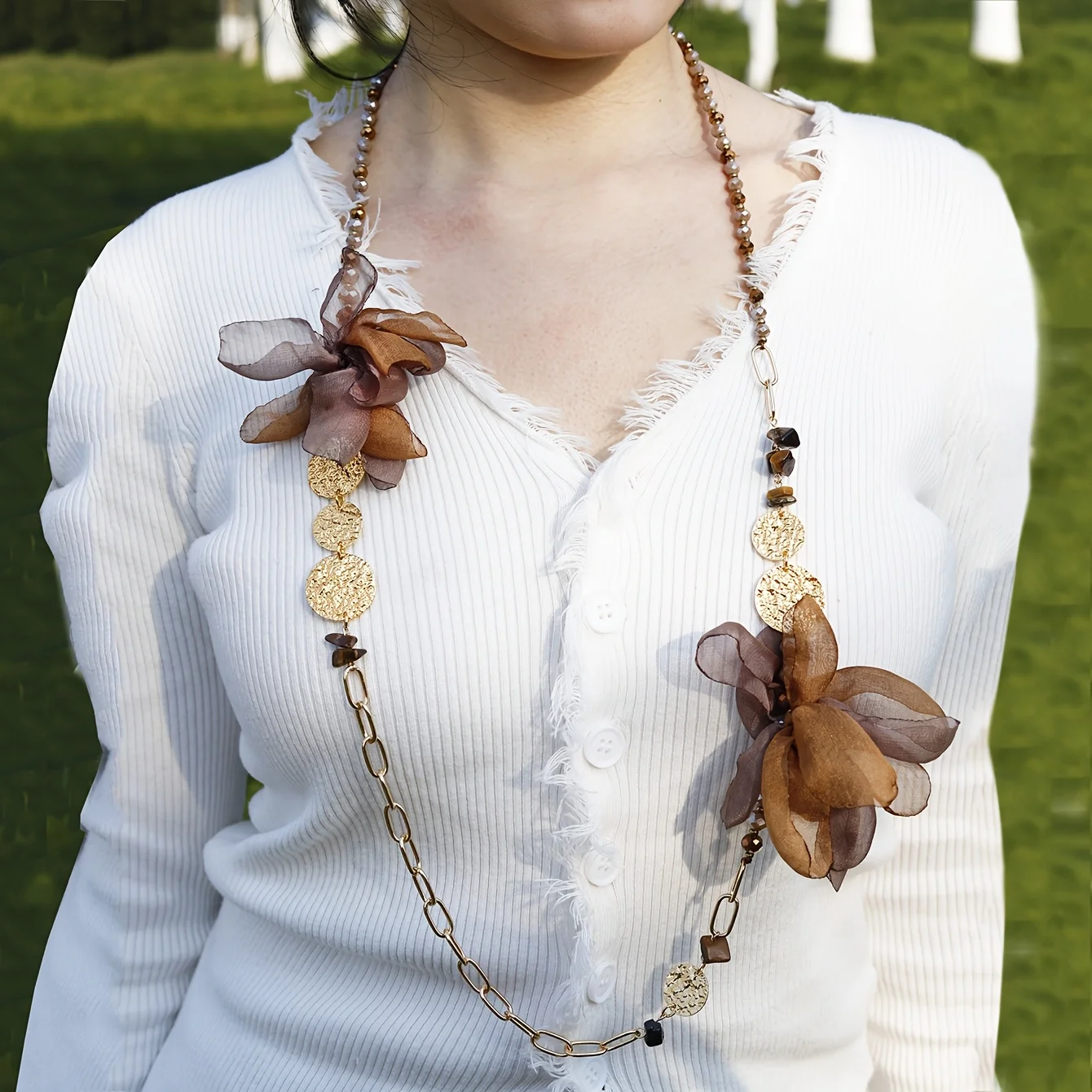 

Purely hand-woven crystal necklace length accessory for summer vacation Bohemian style Latin America Middle East daily wear Gift