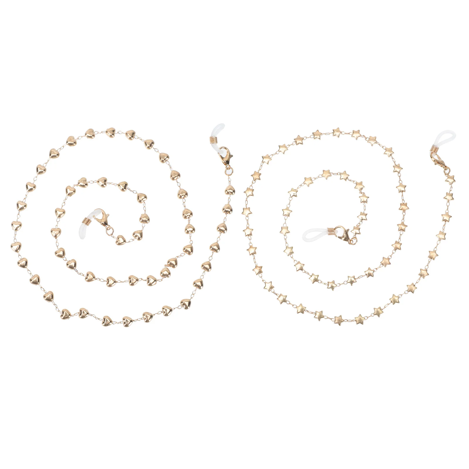 

2Pcs Star Shape Lanyard for Glasses Alloy Chain Pendant with Heart Design Golden Decorative Eyewear Retainer for Sunglasses