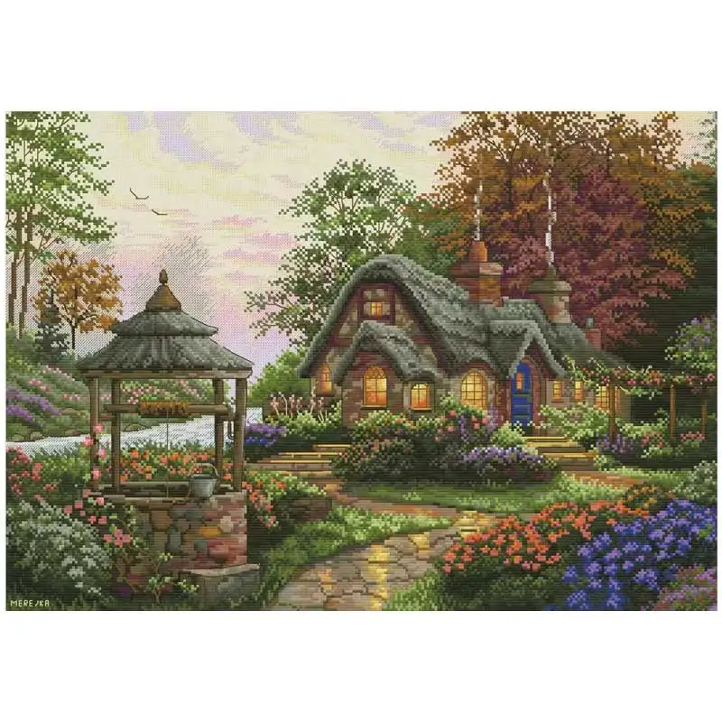 Country House Patterns Counted Cross Stitch Sets DIY Handmade 11CT 14CT 16CT 18CT Cross Stitch Kits Embroidery Needlework Gifts