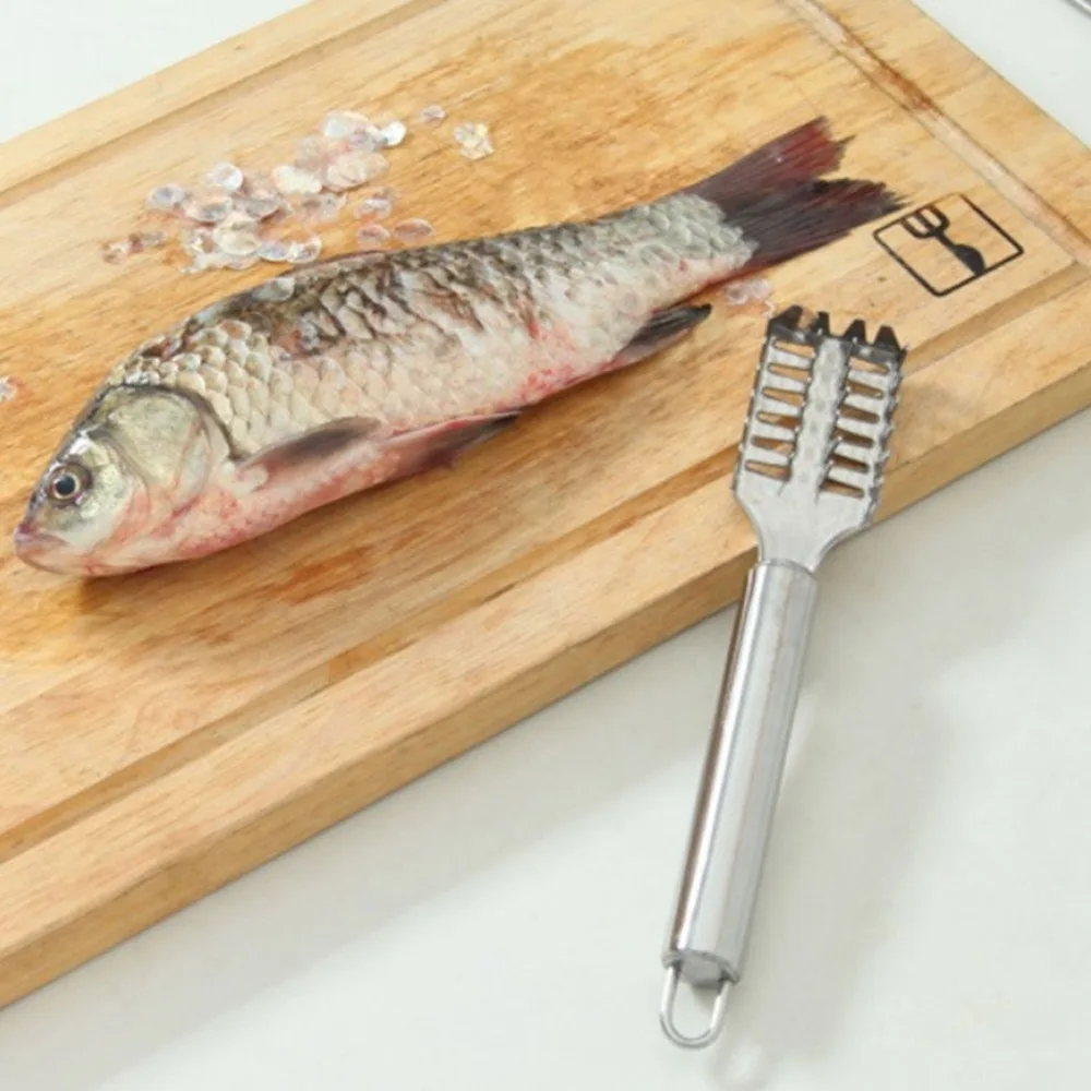 Stainless Steel Fish Scale Remover Handheld Serrated Sawtooth Fish Descaler Tool Easy to Use Portable Fish Skin Scraper