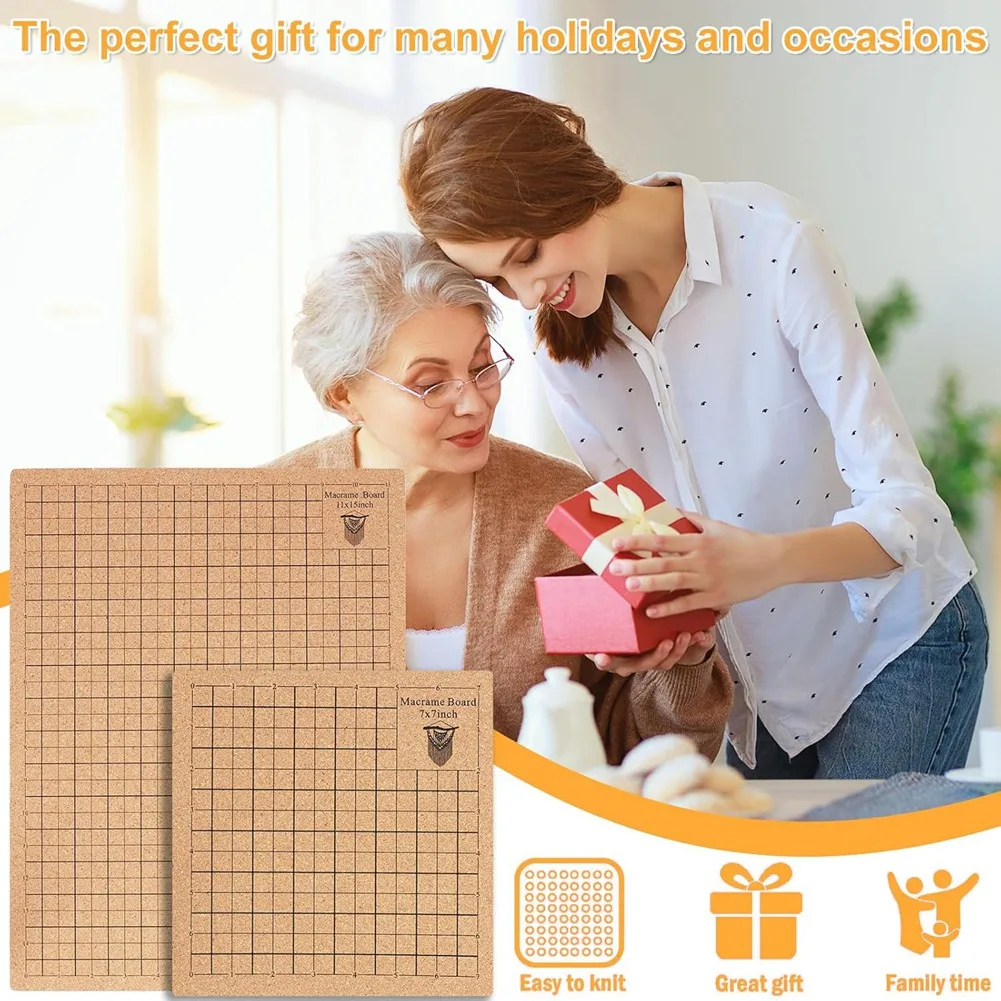 

AC23-2Pcs Macrame Board With Grids With 100 T Pins Braiding Board Reusable Macrame Board For Braiding Bracelet Project