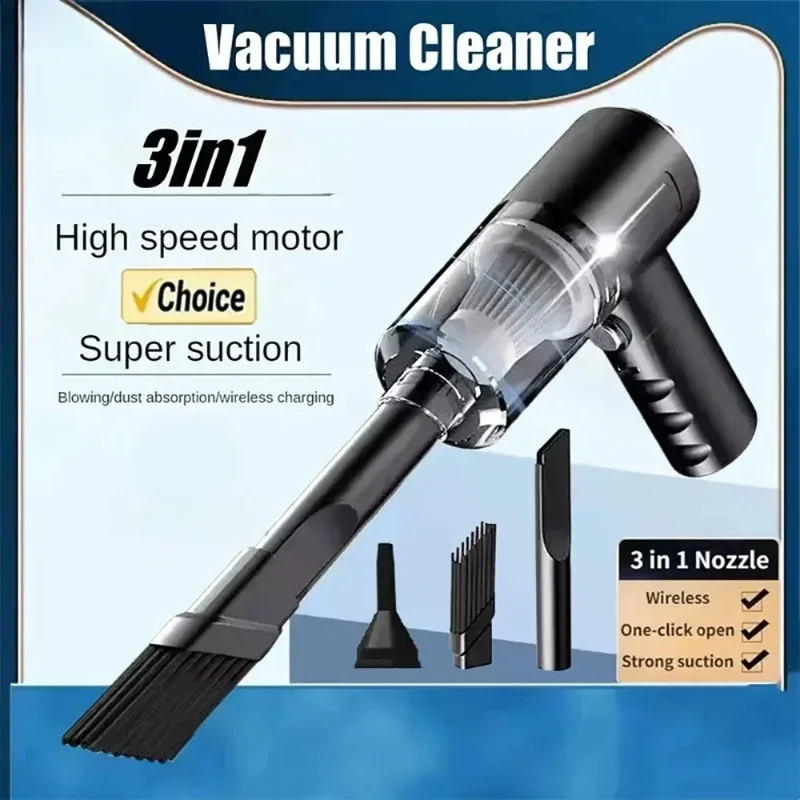 3-in-1 Vacuum Cleaner USB Charging Portable Suction And Blowing Function for Small Car And Household Use