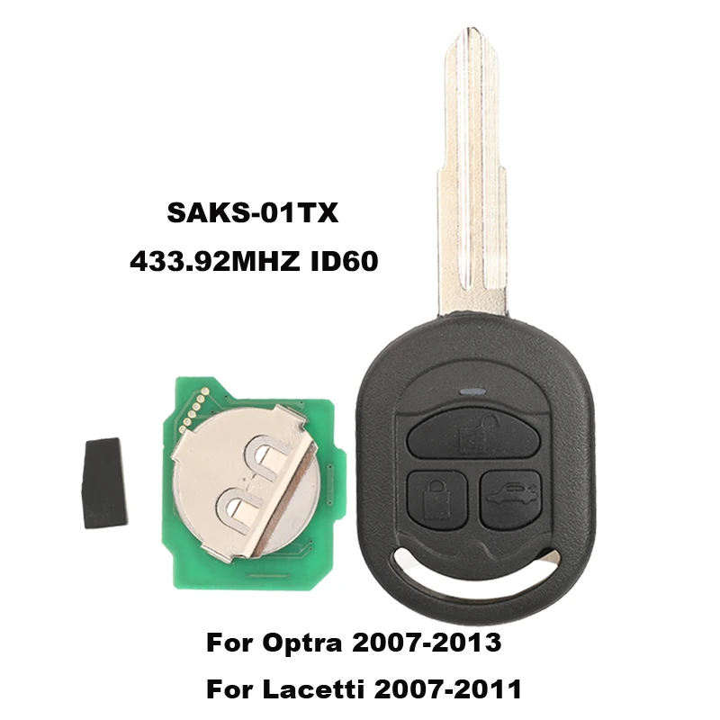 

jingyuqin Remote Car Key For Chevrolet Optra Lacetti 2007-2013 holden Viva Daewoo Nubira Fob Control SAKS-01TX 433.92MHz 4D60