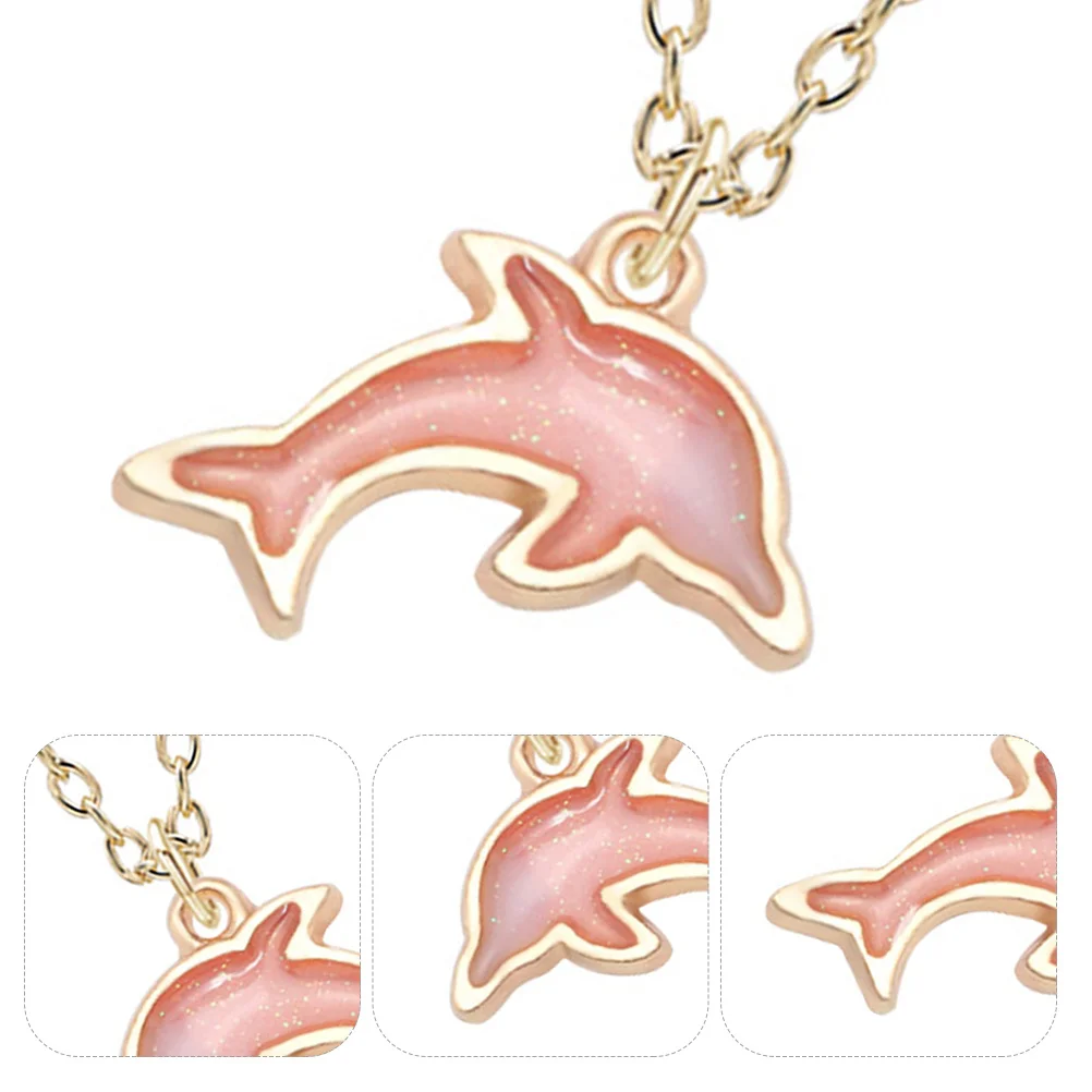 

Dolphin Necklace Pendant Neck Chain for Friends Portable Cartoon Shape Necklace Festival Neck Chains Decorative
