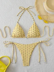 Trend Bikinis 2026 Women's Swimsuit Sexy Pearl Micro Bikinis Sets Dot Print Female Swimwear for Woman Bathing Suits Beachwear